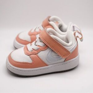 Nike Size 3C Court Borough Low 2 Sneaker, White/Aura-Lt Madder Root